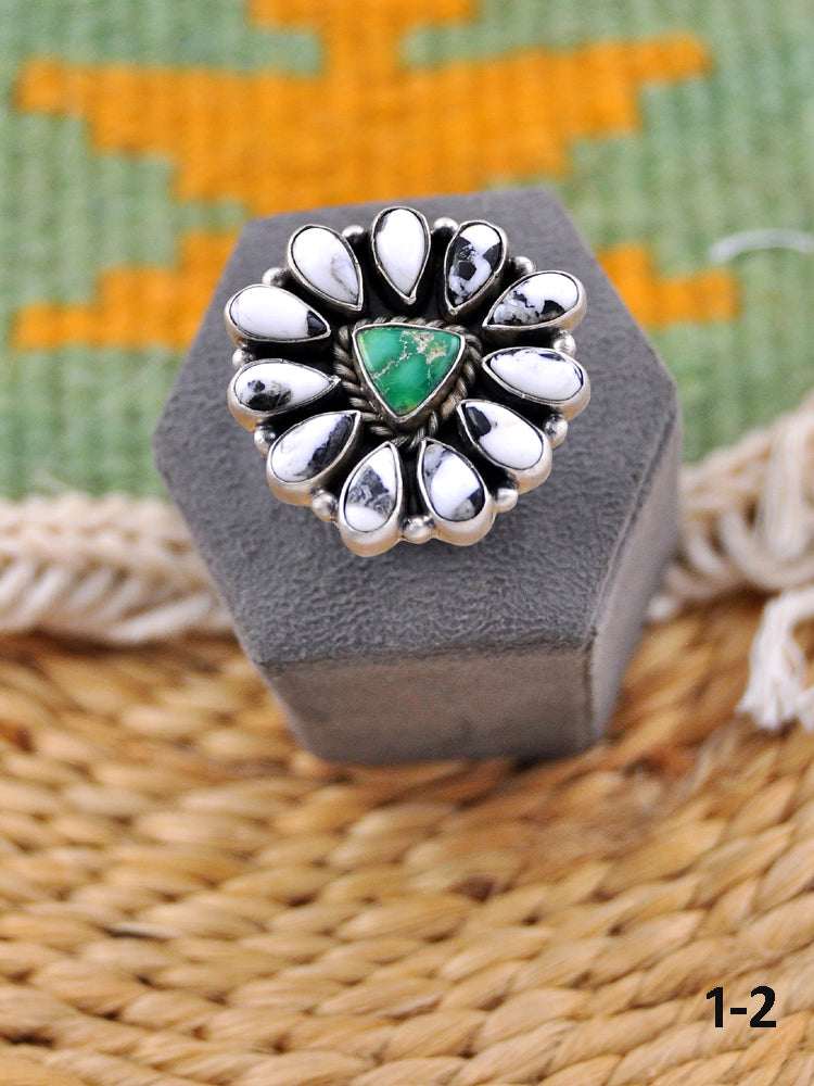 Southwest Made Multi Stone & Sterling Silver Adjustable Ring