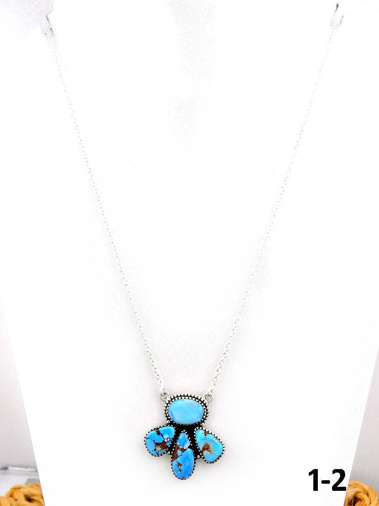 Southwest Made Golden Hills Turquoise & Sterling Silver Necklace