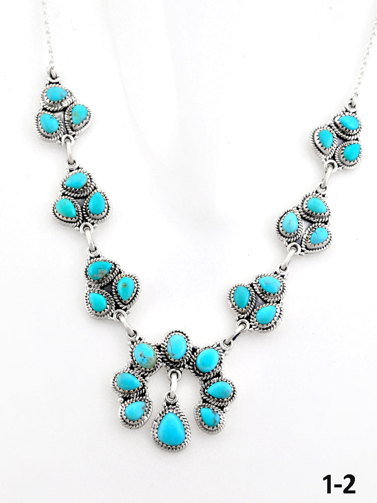 Southwest Made Kingman Turquoise & Sterling Silver Naja Necklace