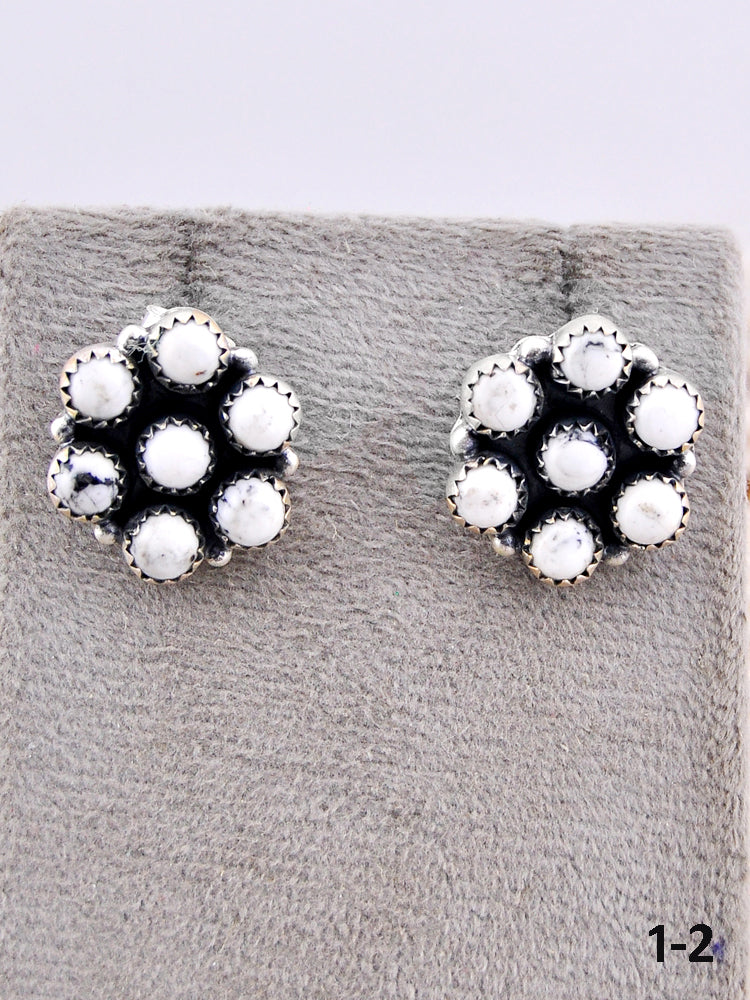 Southwest Made White Buffalo & Sterling Silver Post Earrings
