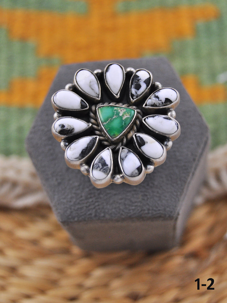 Southwest Made Multi Stone & Sterling Silver Adjustable Ring