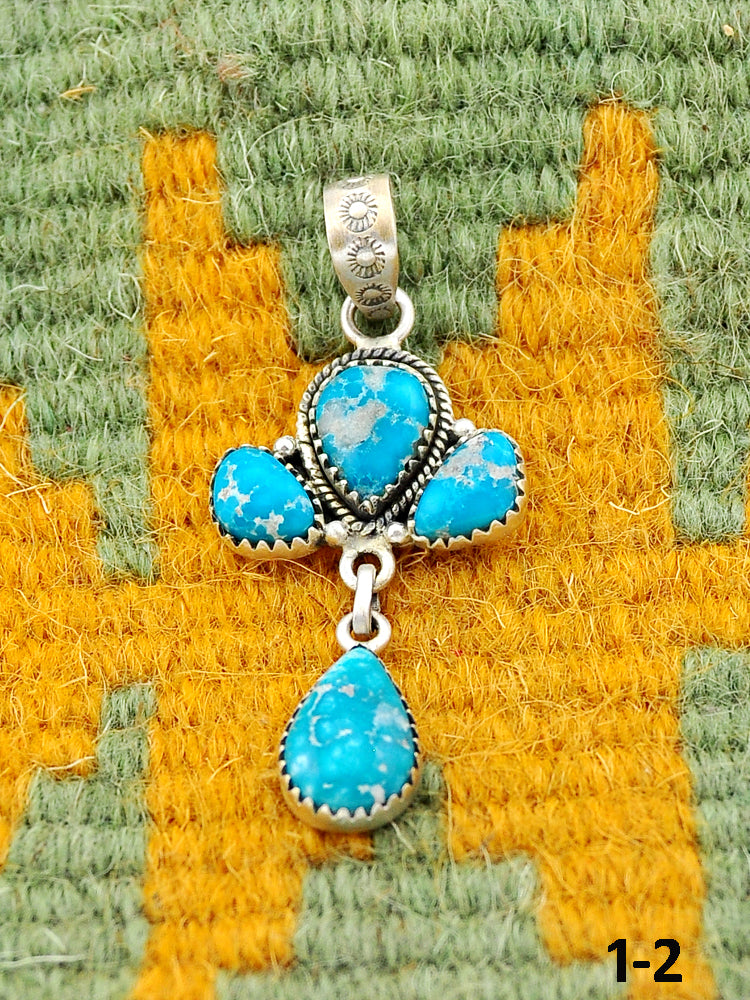 Southwest Made White Water Turquoise & Sterling Silver Pendant