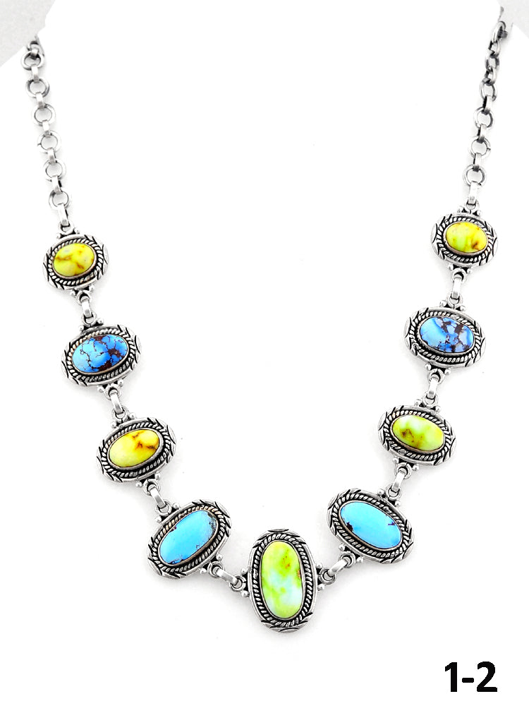 Southwest Handmade Palomino with Golden Hills Turquoise & Sterling Silver Necklace