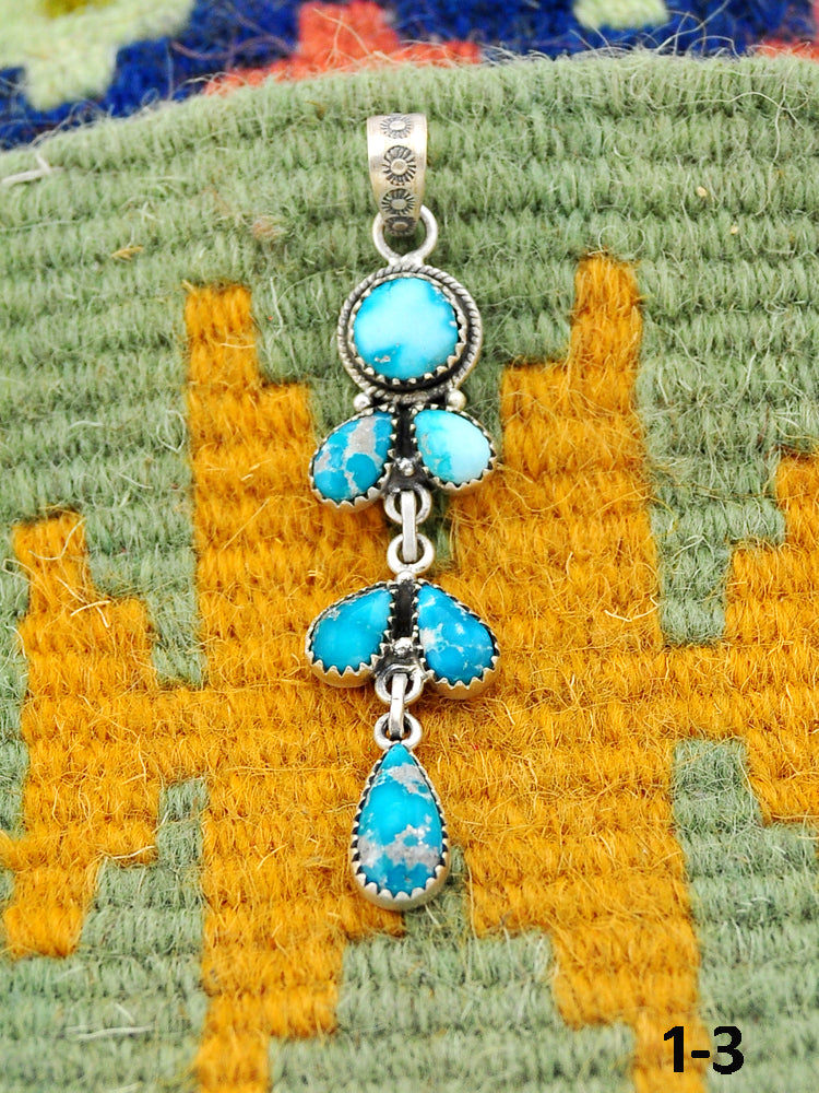 Southwest Made White Water Turquoise & Sterling Silver Pendant