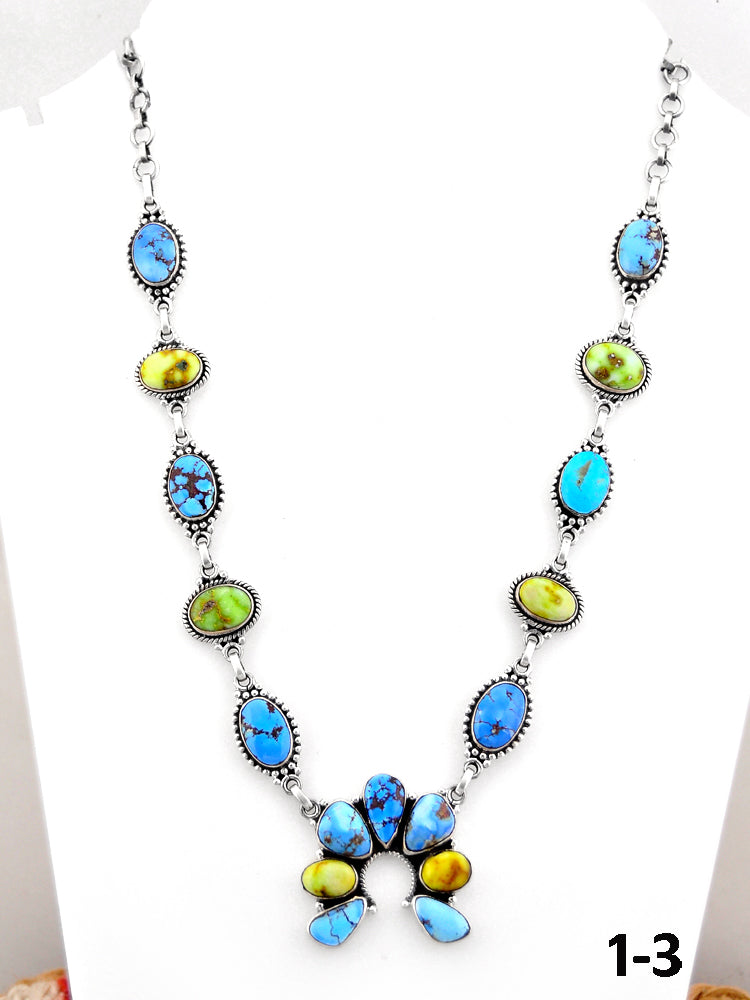 Southwest Handmade Palomino with Golden Hills Turquoise & Sterling Silver Necklace