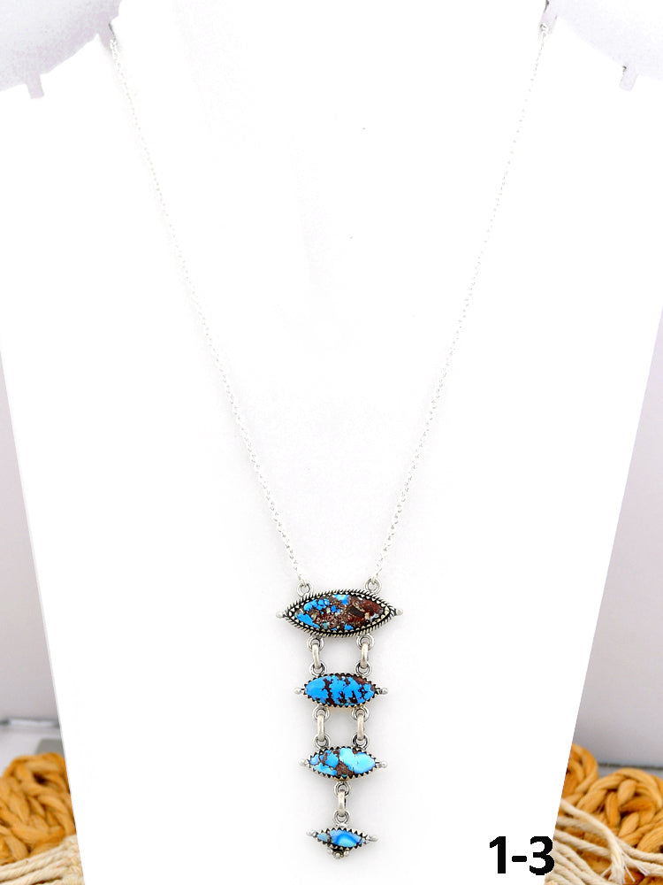 Southwest Made Golden Hills Turquoise & Sterling Silver Necklace