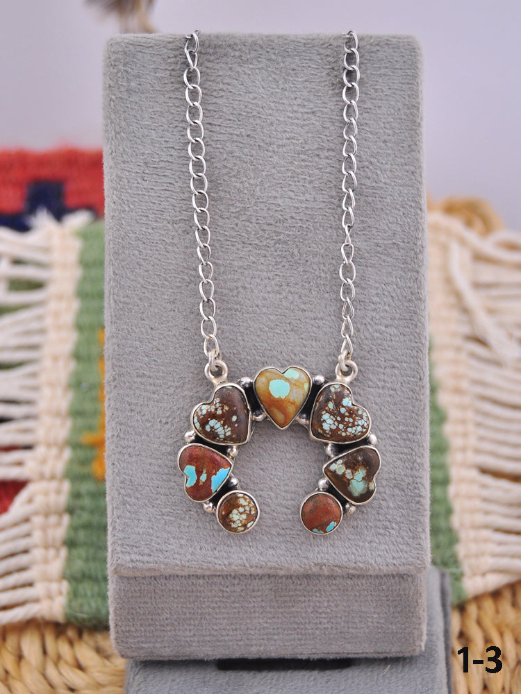 Southwest Made #8 Turquoise & Sterling Silver Naja Necklace