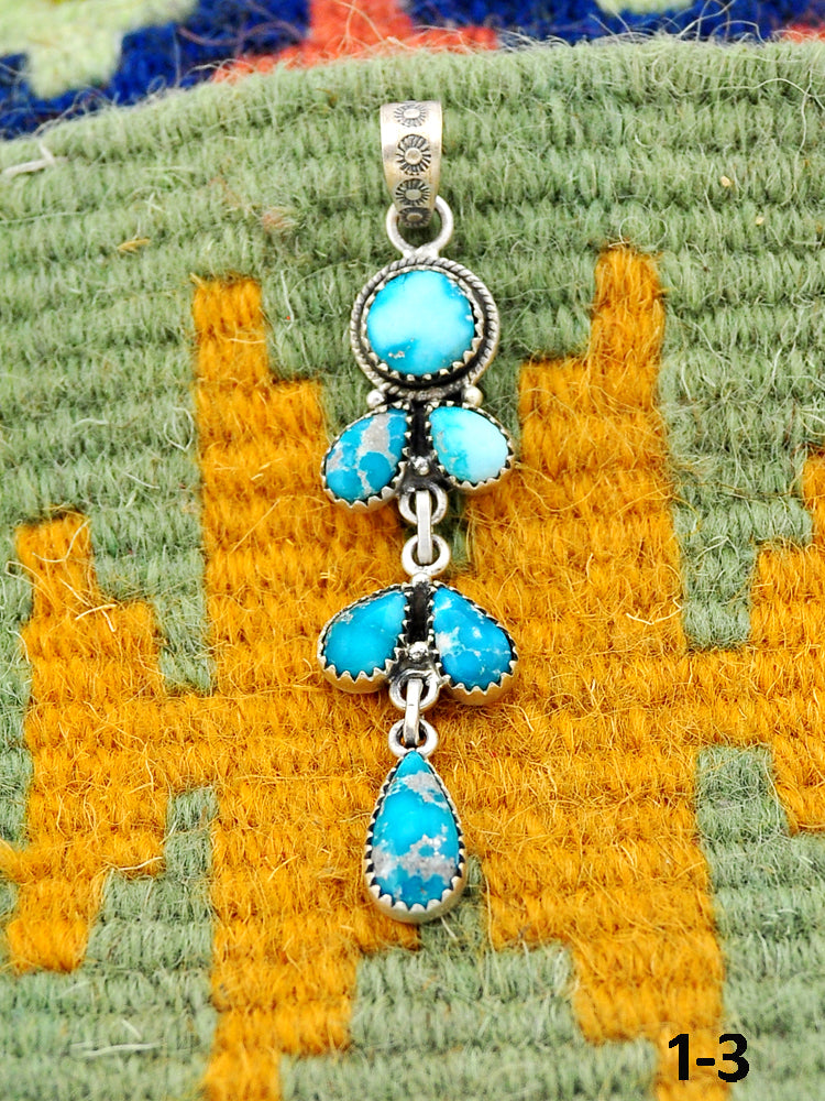 Southwest Made White Water Turquoise & Sterling Silver Pendant