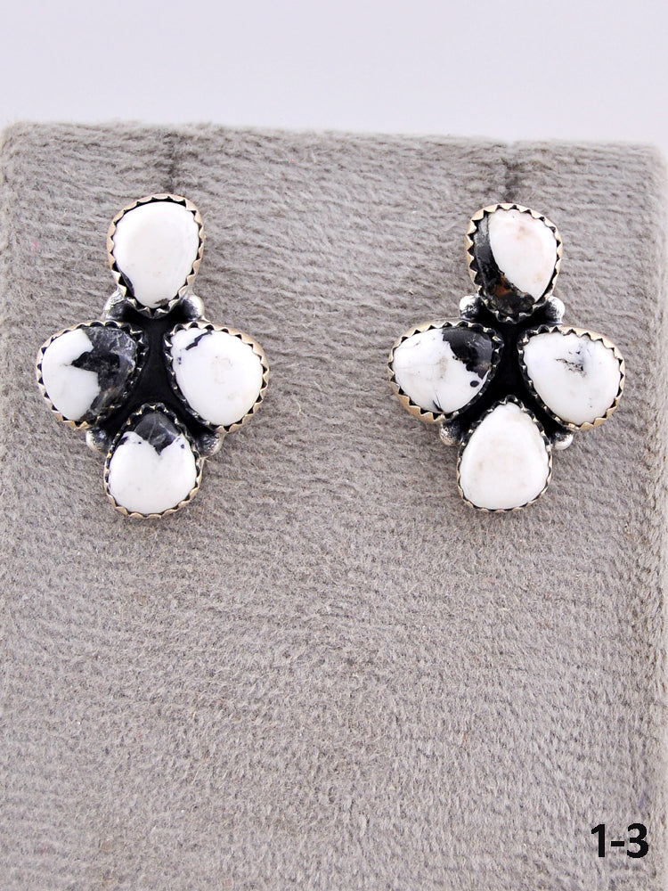 Southwest Made White Buffalo & Sterling Silver Post Earrings