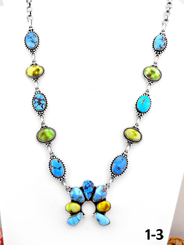 Southwest Handmade Palomino with Golden Hills Turquoise & Sterling Silver Necklace