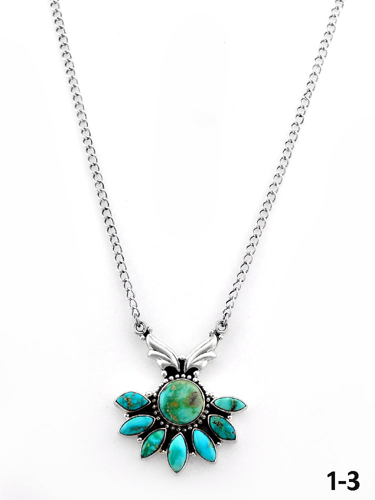 Southwest Handmade Emerald Valley & Sterling Silver Necklace