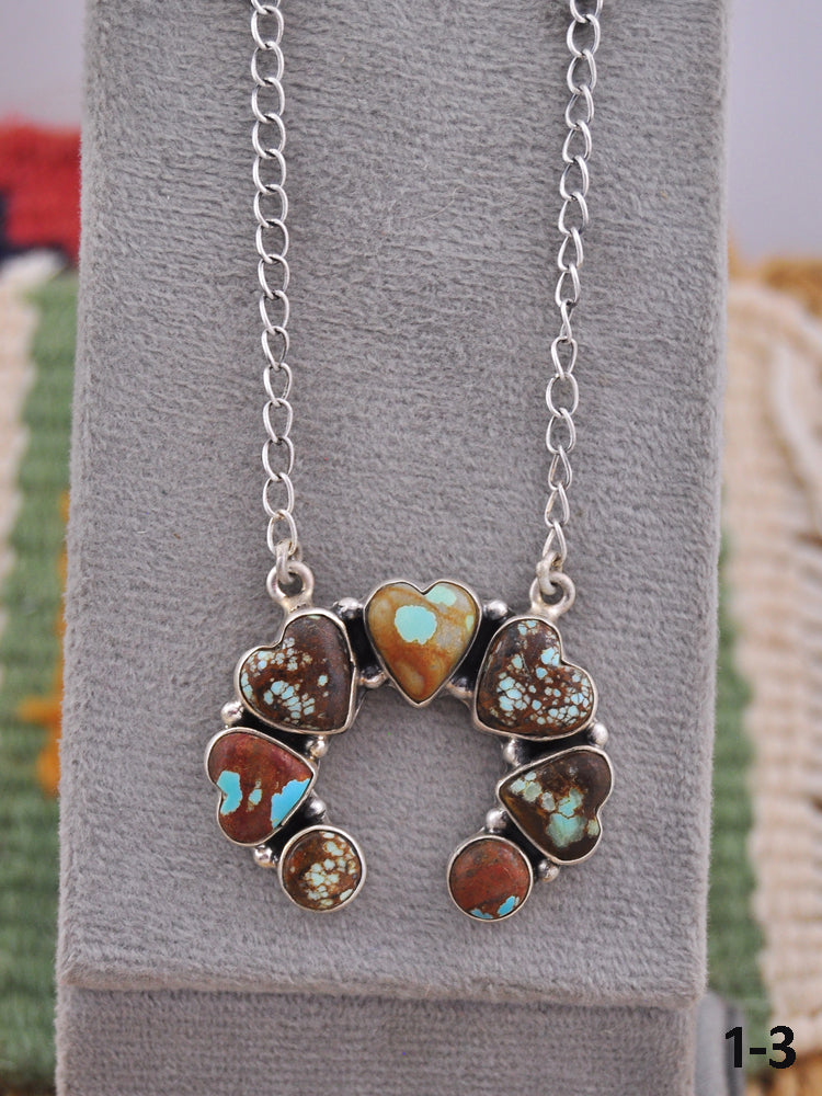 Southwest Made #8 Turquoise & Sterling Silver Naja Necklace