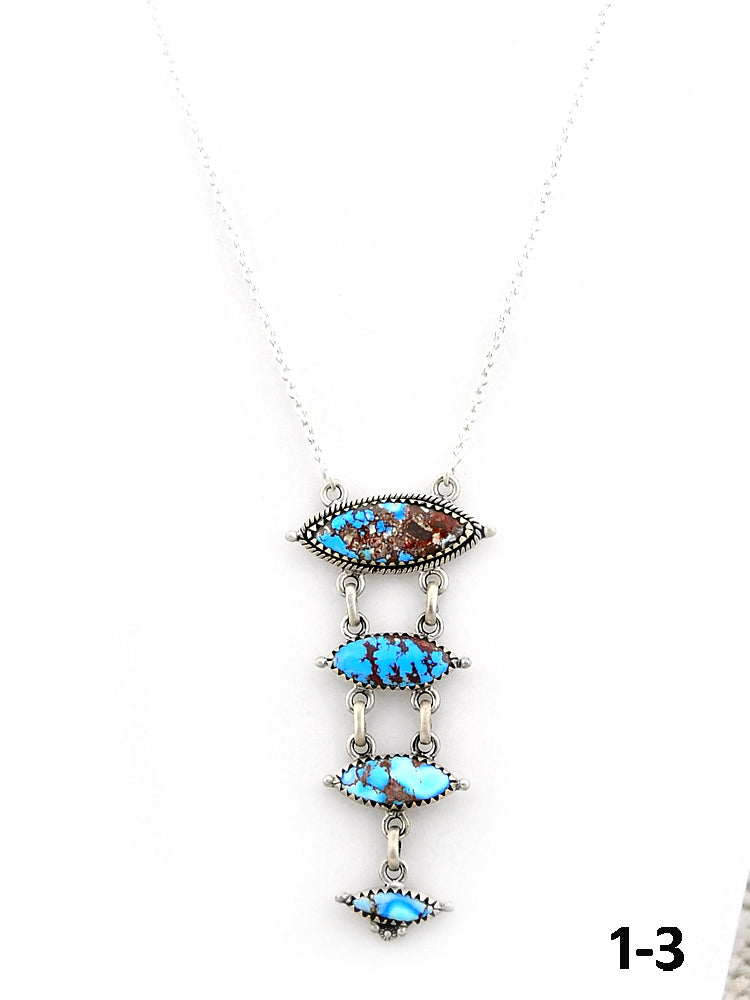 Southwest Made Golden Hills Turquoise & Sterling Silver Necklace