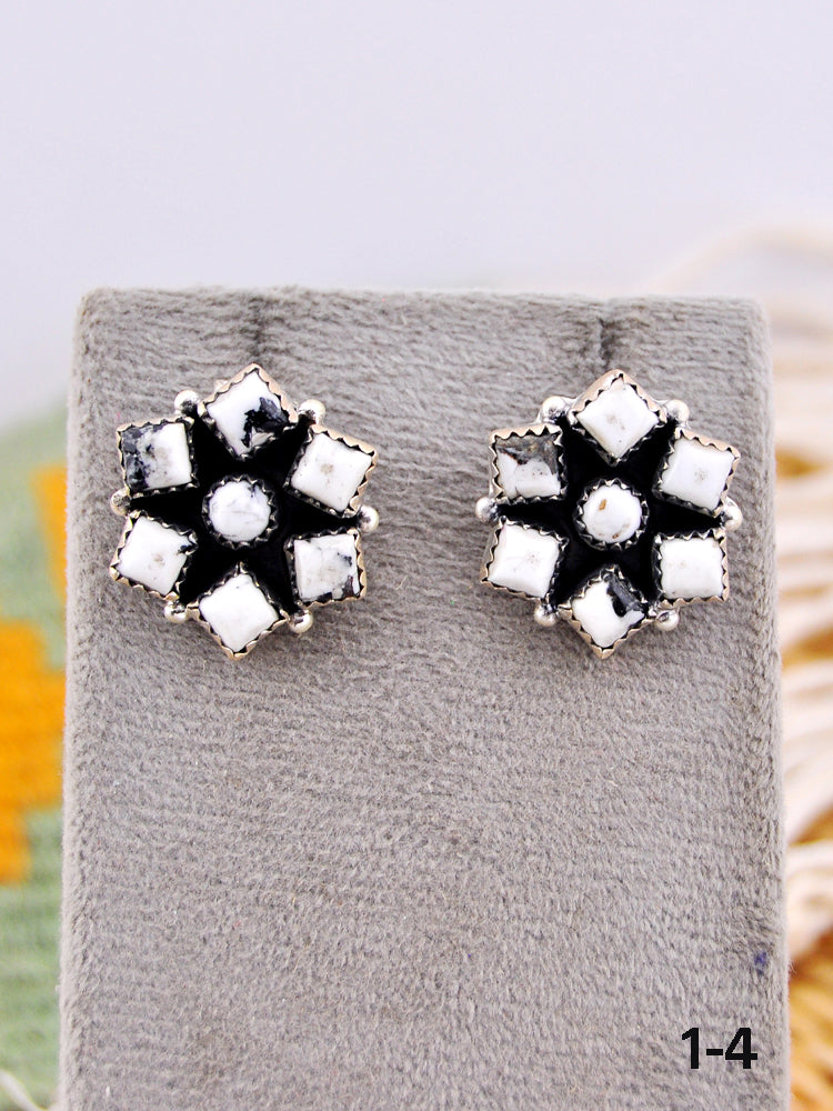Southwest Made White Buffalo & Sterling Silver Post Earrings