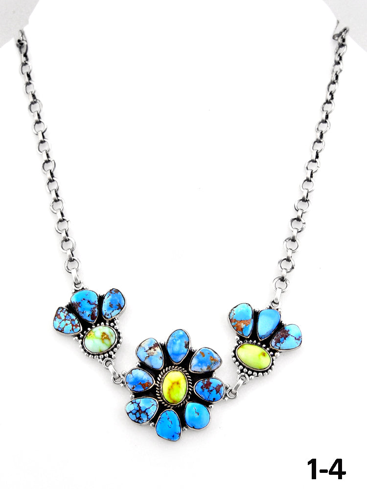 Southwest Handmade Palomino with Golden Hills Turquoise & Sterling Silver Necklace