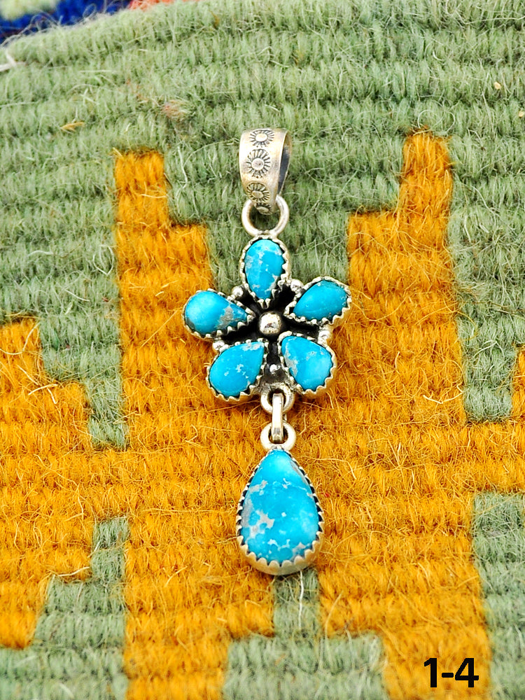 Southwest Made White Water Turquoise & Sterling Silver Pendant