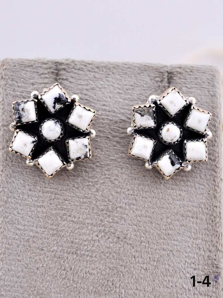 Southwest Made White Buffalo & Sterling Silver Post Earrings