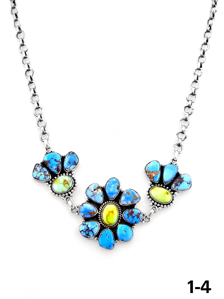 Southwest Handmade Palomino with Golden Hills Turquoise & Sterling Silver Necklace