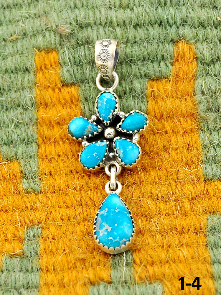 Southwest Made White Water Turquoise & Sterling Silver Pendant
