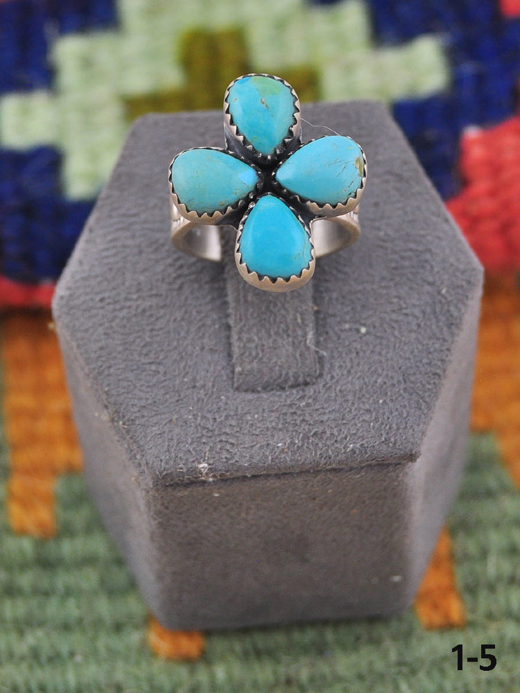 Southwest Handmade Kingman Turquoise & Sterling Silver Adjustable Ring