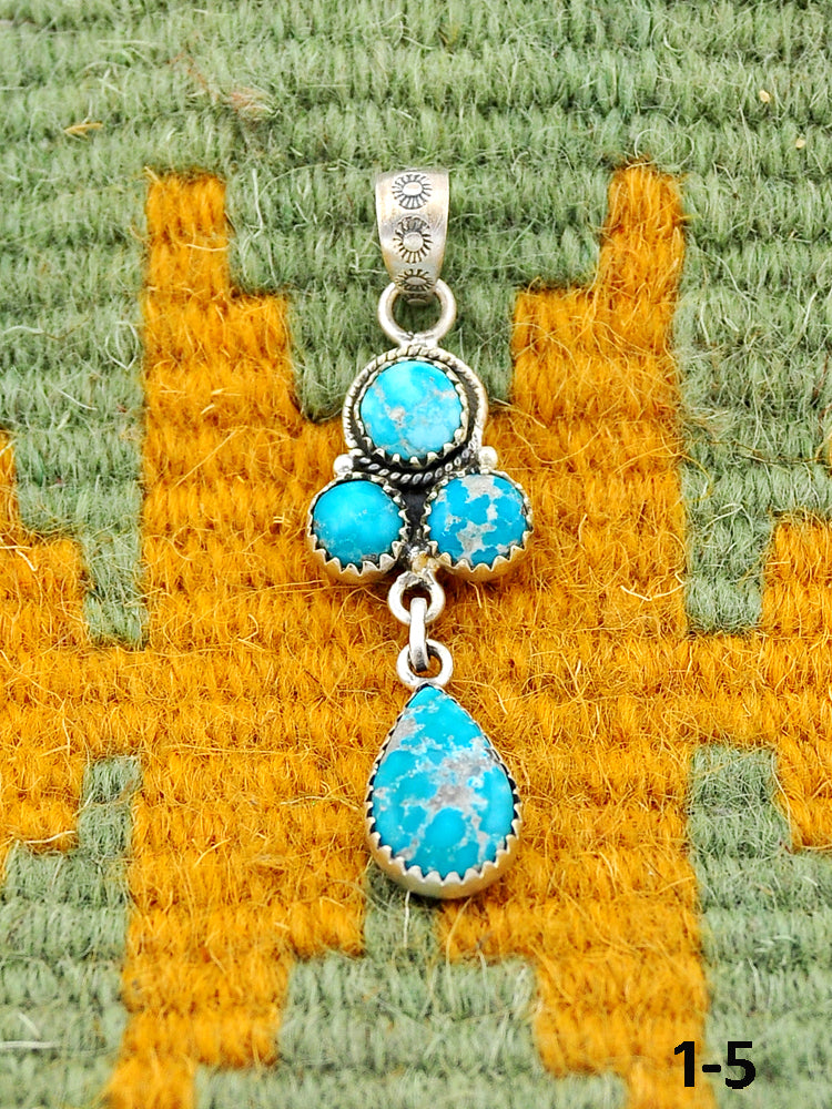 Southwest Made White Water Turquoise & Sterling Silver Pendant