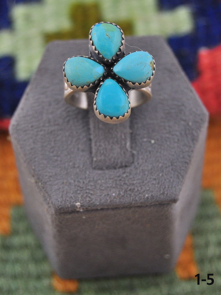 Southwest Handmade Kingman Turquoise & Sterling Silver Adjustable Ring