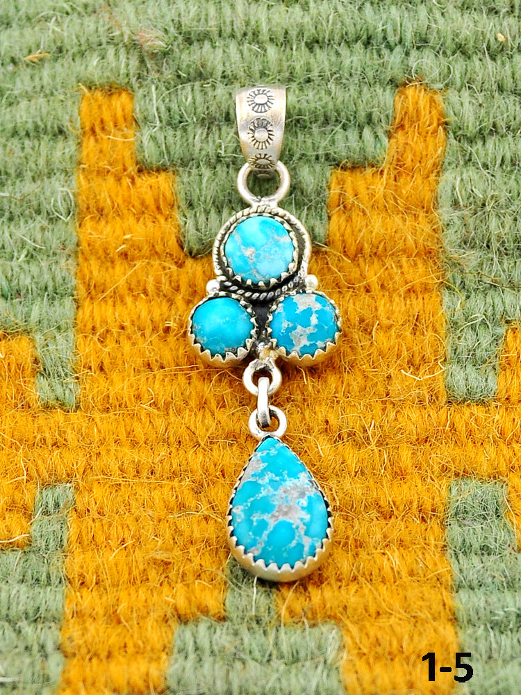 Southwest Made White Water Turquoise & Sterling Silver Pendant