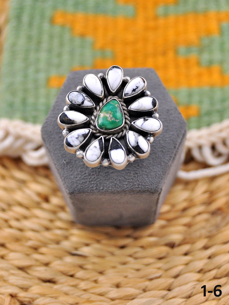 Southwest Made Multi Stone & Sterling Silver Adjustable Ring