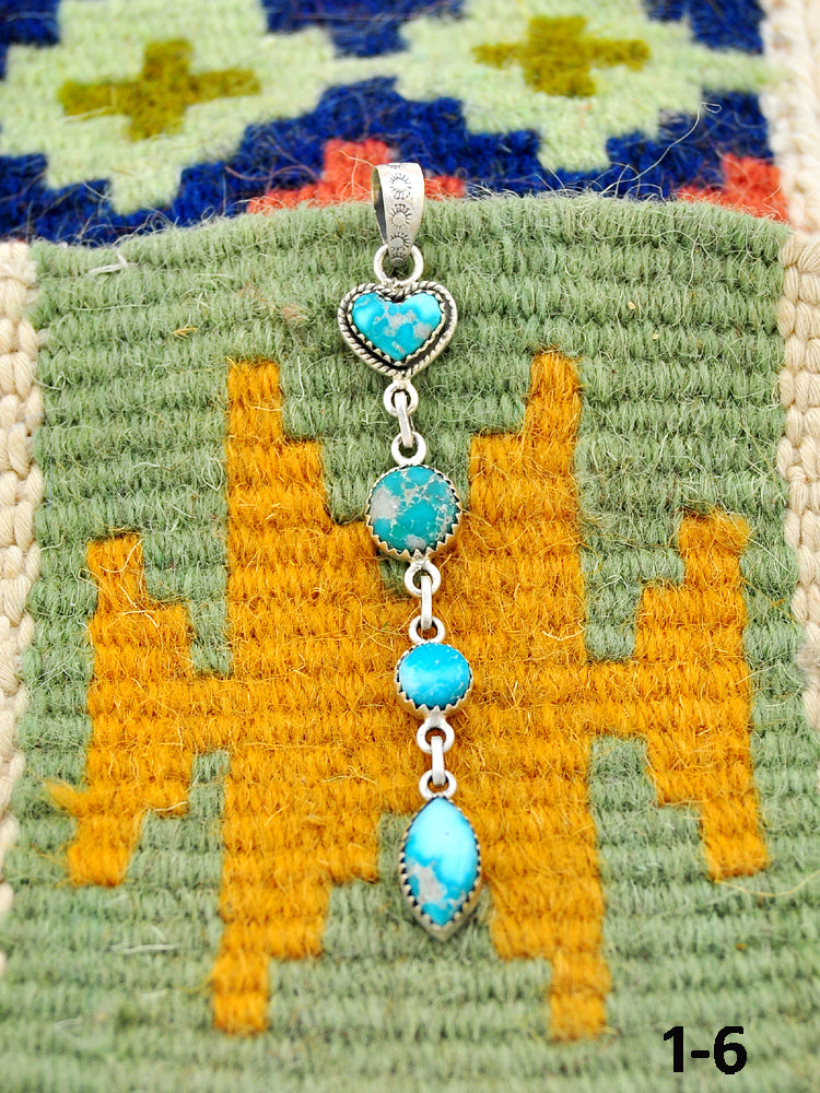 Southwest Made White Water Turquoise & Sterling Silver Pendant