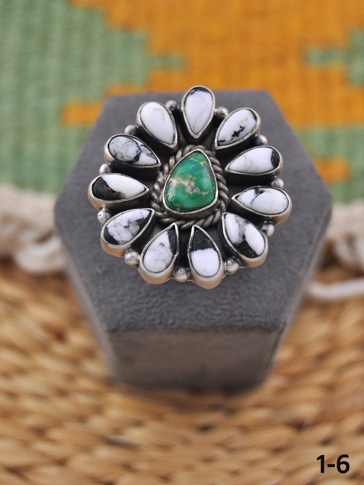 Southwest Made Multi Stone & Sterling Silver Adjustable Ring