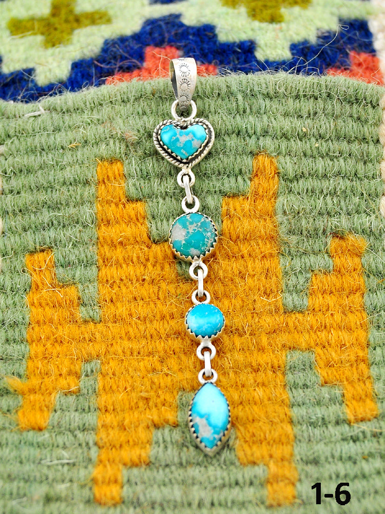 Southwest Made White Water Turquoise & Sterling Silver Pendant