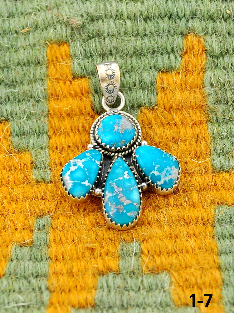 Southwest Made White Water Turquoise & Sterling Silver Pendant