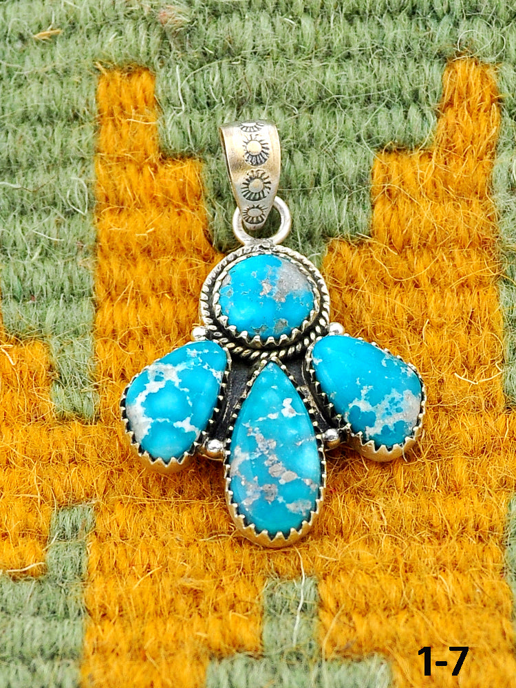 Southwest Made White Water Turquoise & Sterling Silver Pendant