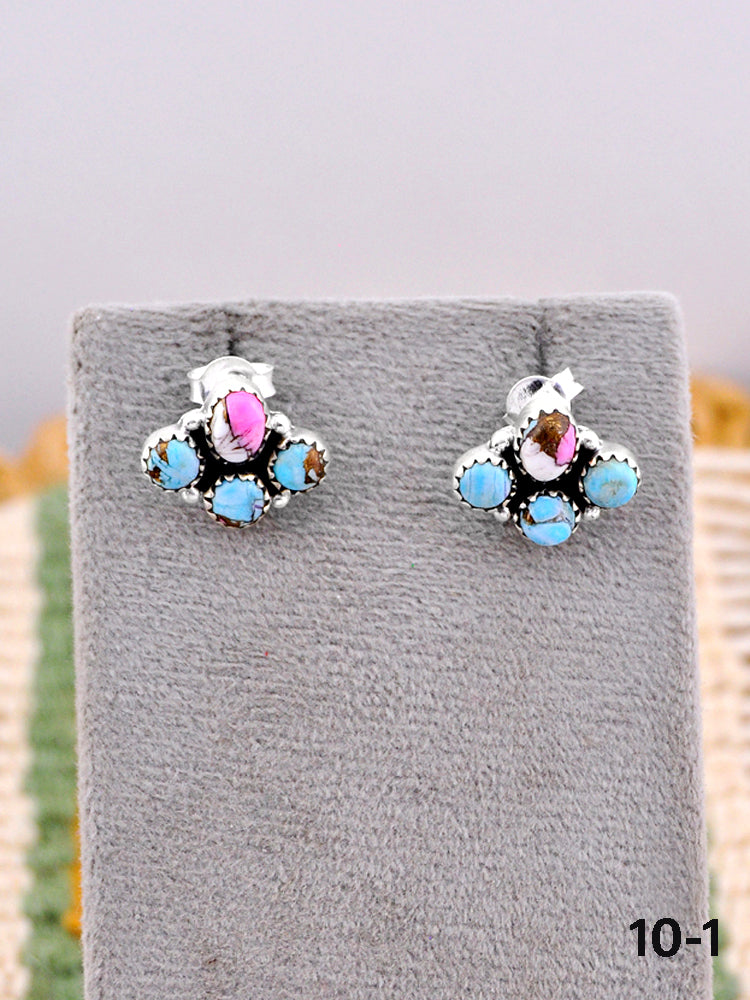 Southwest Made Cotton Candy & Sterling Silver Post Earrings
