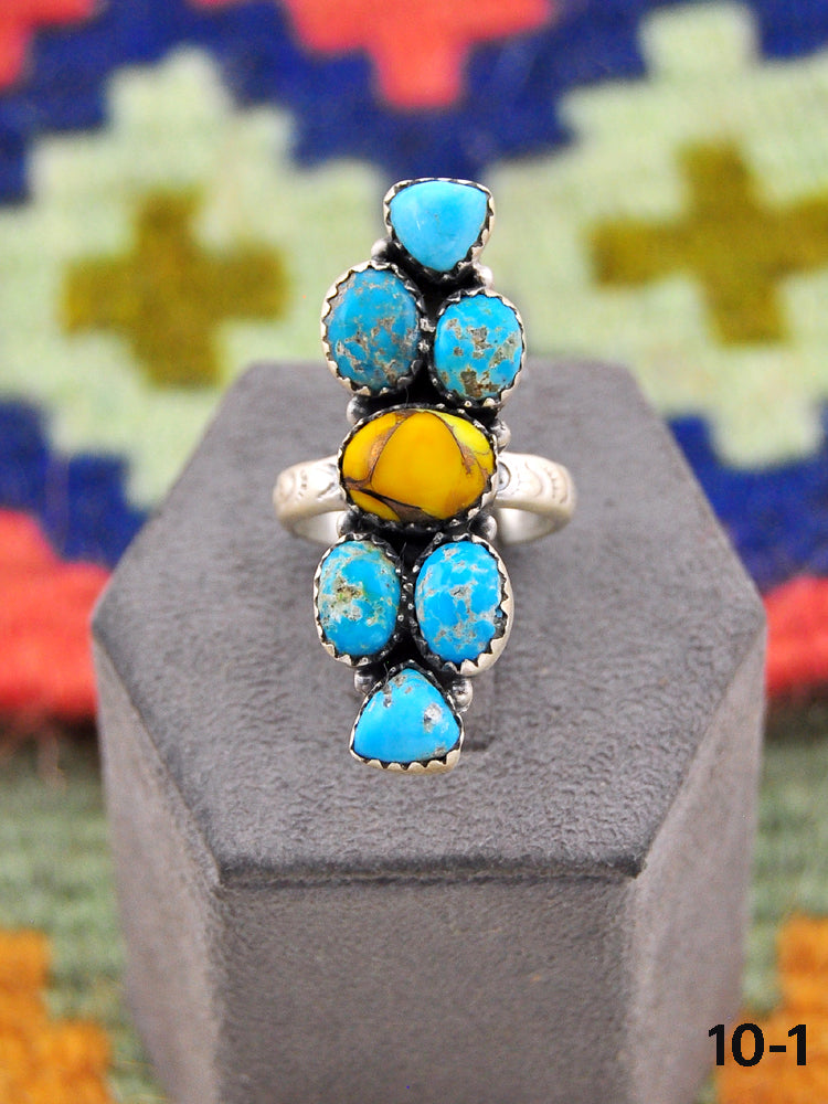 Southwest Made Multi Stone & Sterling Silver Adjustable Ring