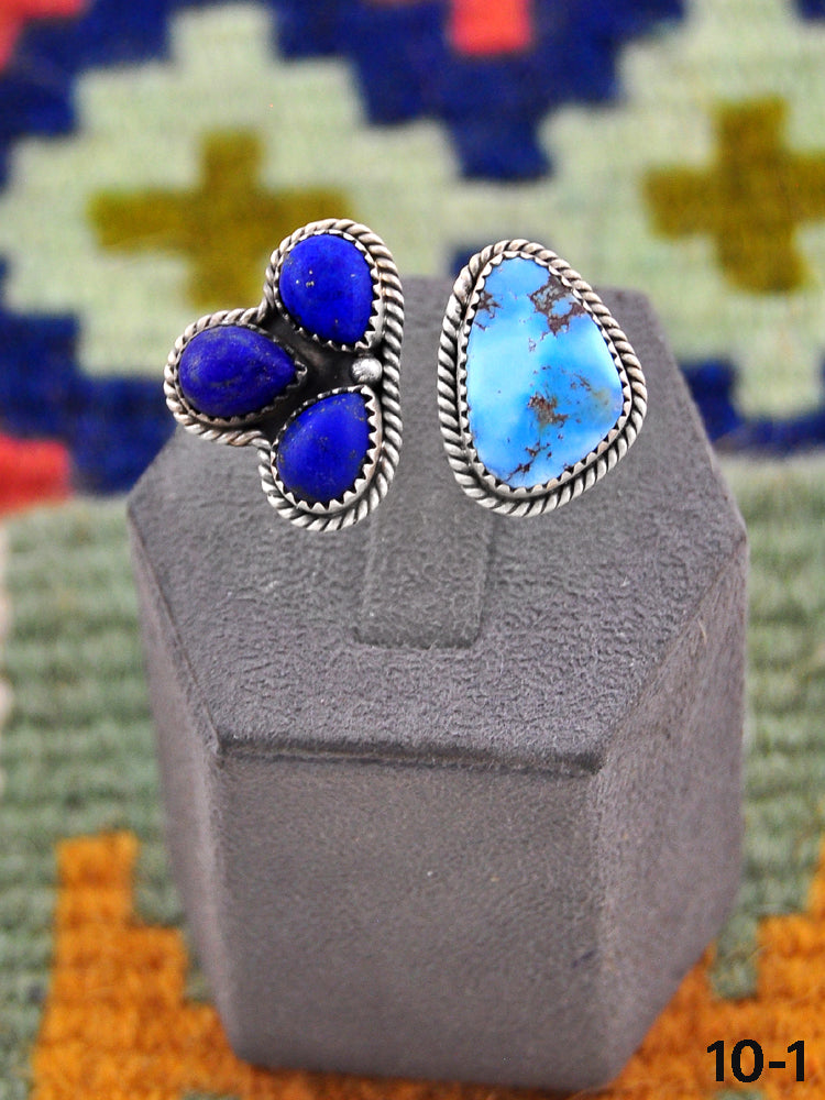 Southwest Handmade Lapis with Golden Hills & Sterling Silver Ring