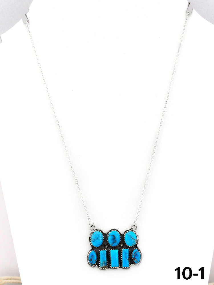 Southwest Made Blue Turquoise & Sterling Silver Necklace