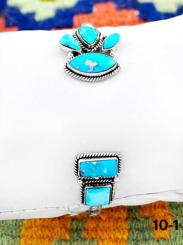 Southwest Handmade White Water Turquoise & Sterling Silver Cuff Bracelet