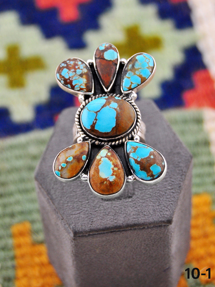 Southwest Handmade Number 8 Turquoise & Sterling Silver Ring