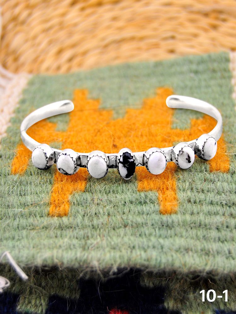 Southwest Handmade White Buffalo & Sterling Silver Cuff Bracelet