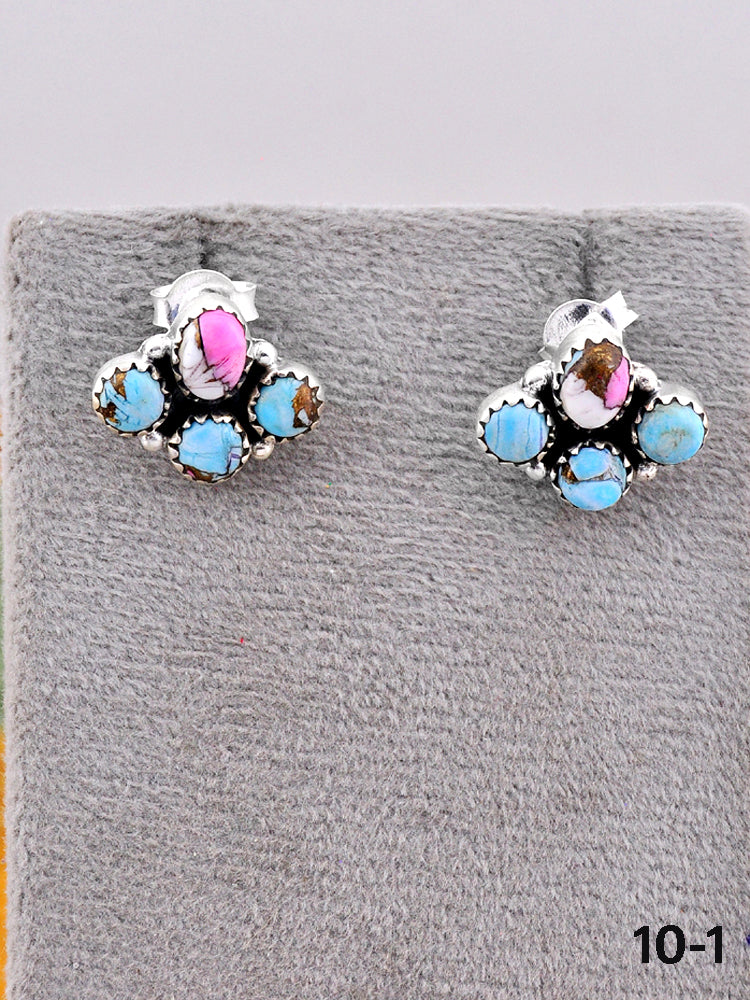 Southwest Made Cotton Candy & Sterling Silver Post Earrings