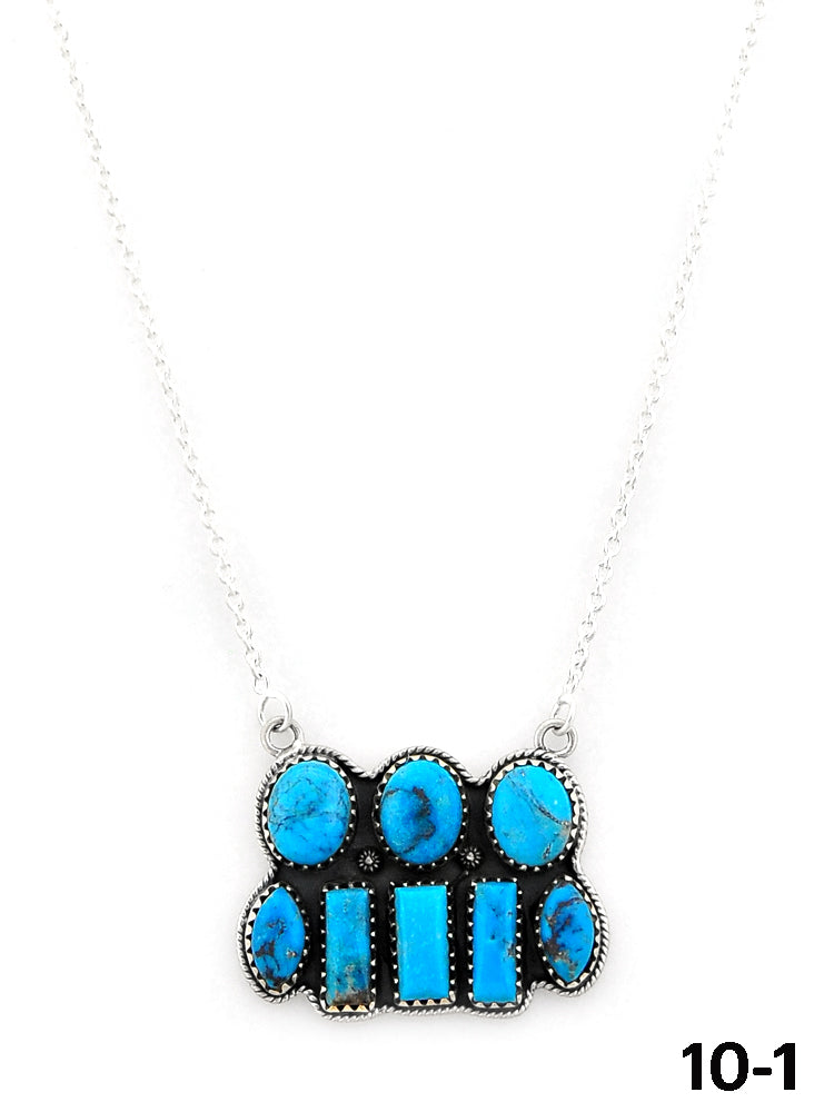 Southwest Made Blue Turquoise & Sterling Silver Necklace