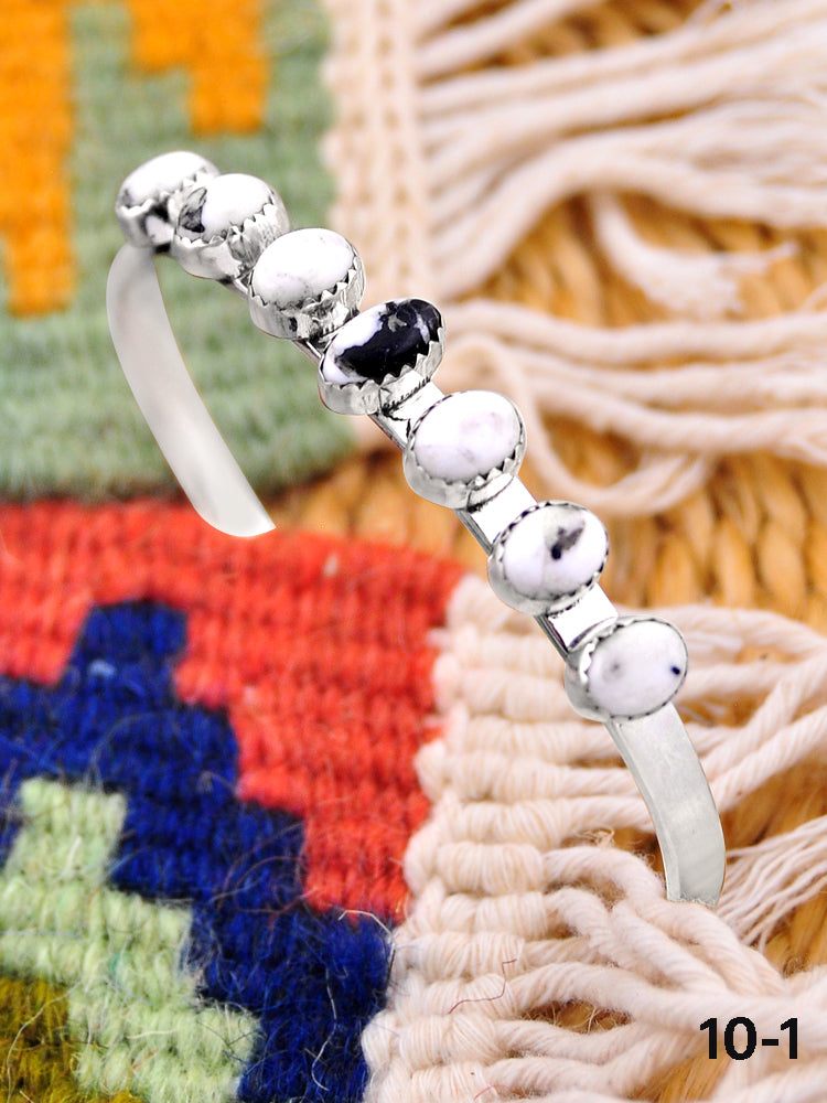 Southwest Handmade White Buffalo & Sterling Silver Cuff Bracelet