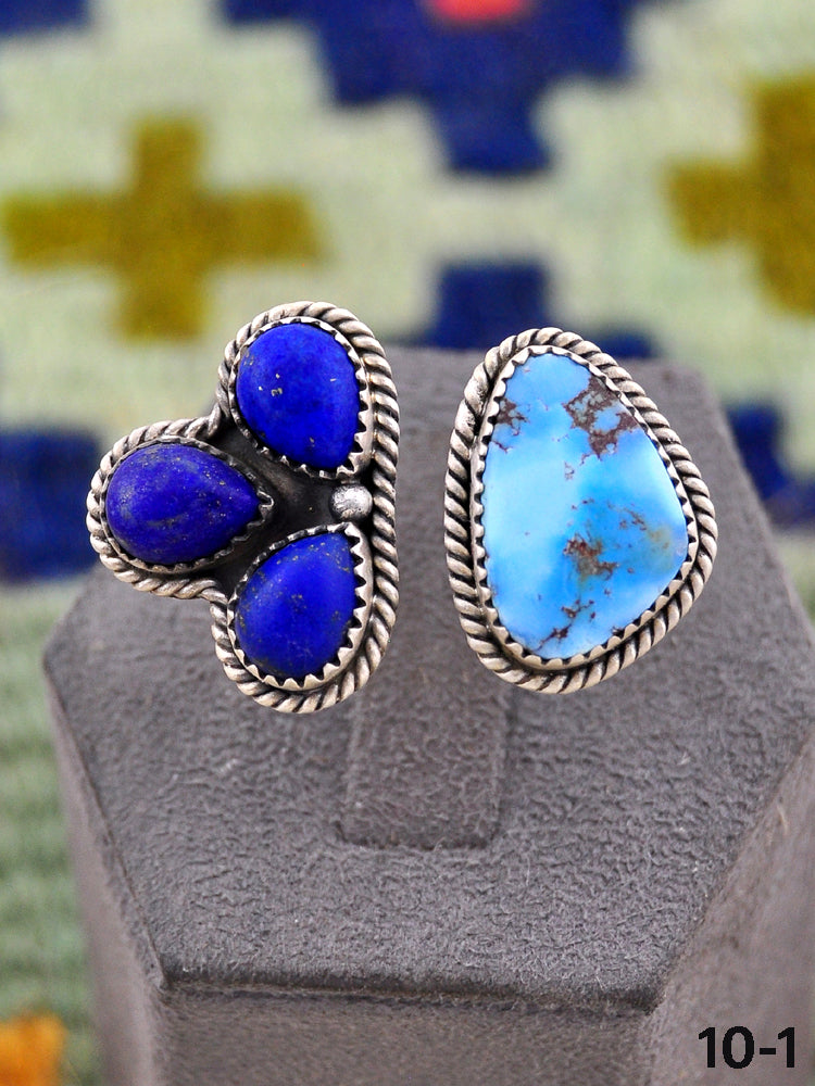 Southwest Handmade Lapis with Golden Hills & Sterling Silver Ring