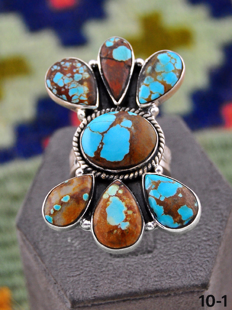 Southwest Handmade Number 8 Turquoise & Sterling Silver Ring