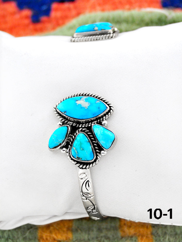 Southwest Handmade White Water Turquoise & Sterling Silver Cuff Bracelet