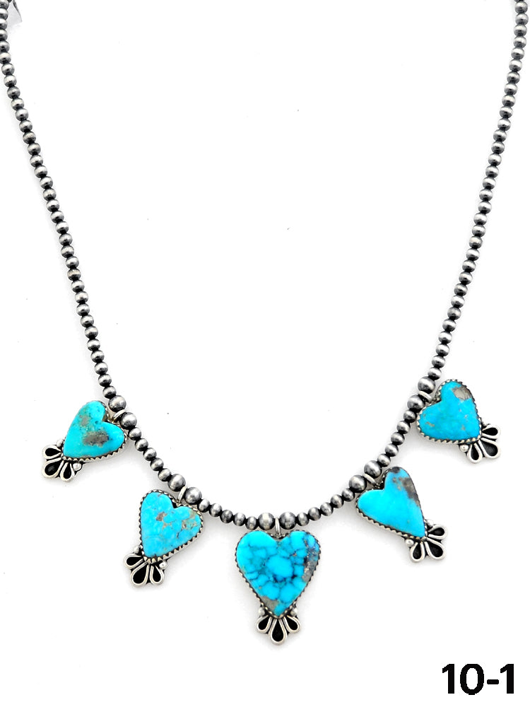 Southwest Made Campitos Turquoise & Sterling Silver Beaded Necklace