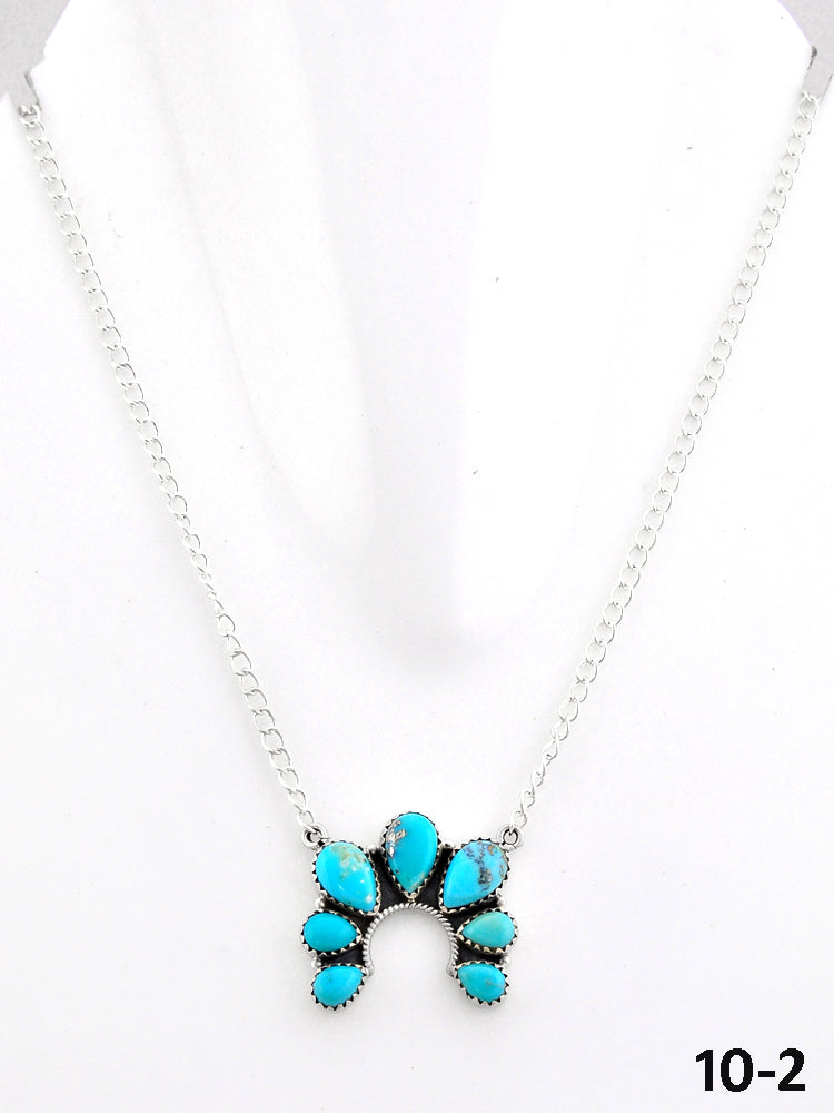 Southwest Made Kingman Turquoise & Sterling Silver Naja Necklace