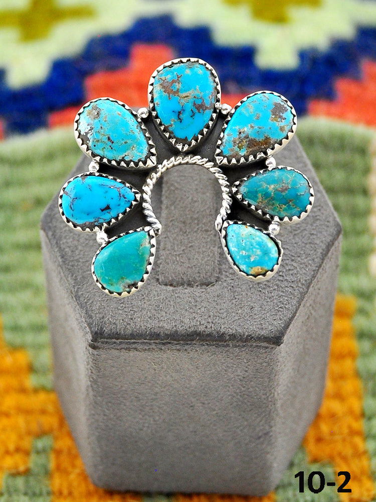 Southwest Handmade Red Skin Turquoise & Sterling Silver Adjustable Ring