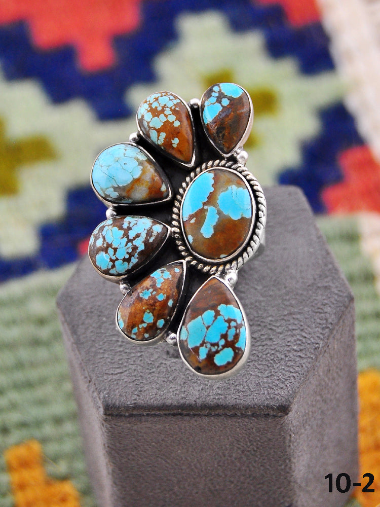 Southwest Handmade Number 8 Turquoise & Sterling Silver Ring